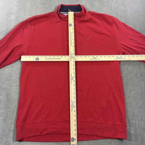 Tommy Hilfiger Mens XXL Red Quarter 1/4 Zip Fleece Pullover Sweater - Picture 4 of 8